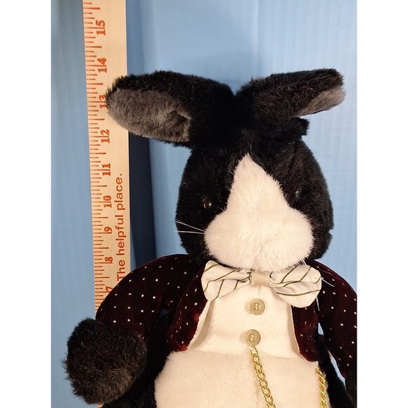 Applause VTG 1986 AFTER EIGHT Rabbit Plush Stuffed Animal Toy Tuxedo Bow Chain - Picture 5 of 12